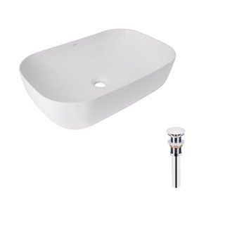 Комплект Qtap Robin: Раковина накладная прямоугольная 600x390x150 мм White + Донный клапан PU02