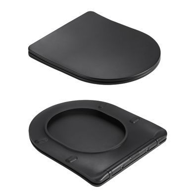 Унитаз подвесной Qtap Jay Ultra Quiet 485х360х320 мм, Matt Black, сиденьем Slim Duroplast/ Soft-close/ Quick Relase QT07335177MB