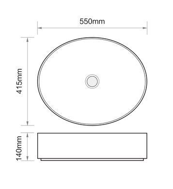 Раковина накладна MIXXUS PREMIUM ELLIPSE-0104 MARBLE 550х415х140mm (MP6554)