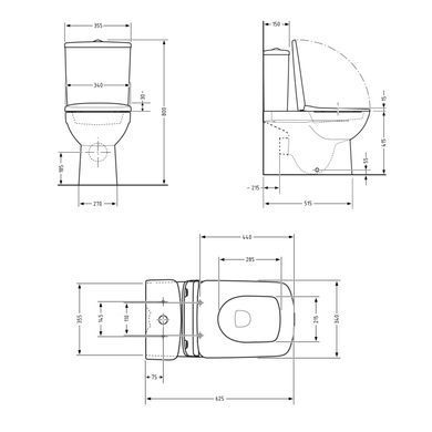Унитаз-компакт Qtap Nando безободковый с сиденьем Soft-close QT12221222AW